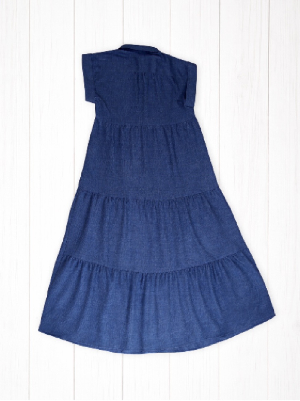 Max Studio Navy Button-Front Tiered Maxi Dress - Picture 8 of 9